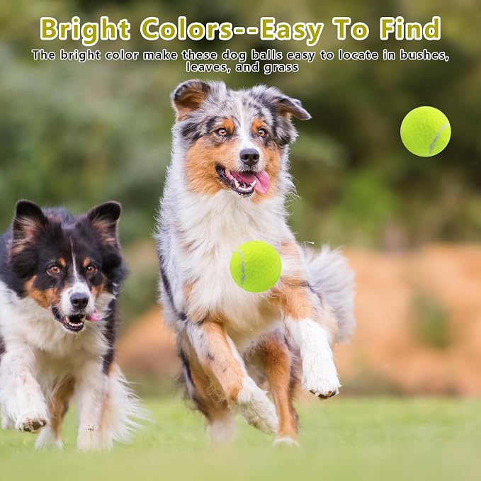 Magicorange Dog Tennis Balls, 20 Pack 2.5 inch Floatable Squeaky Tennis Balls for Fetch Exercise, Natural Rubber Squeaky Dog Balls Training Safe (Yellow)