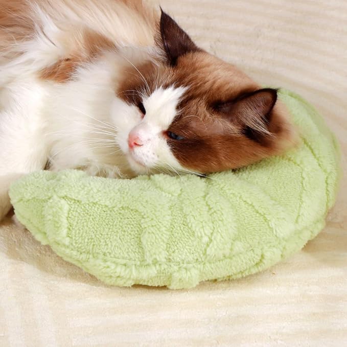 Little Pillow for Cats Puppies Ultra Soft Warm Fluffy Pet Calming Macaron Color Toy Half Donut Cuddler for Joint Relief Sleeping Improve Machine Washable-Pink