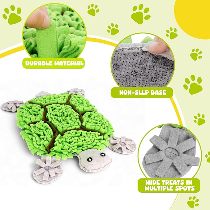 Snuffle Mat for Dogs, 28.8''x22.8'' Large Nose Work Mat, Dog Food Mat for Foraging and Mental Stimulation, Interactive Feeders for Boredom Relief (Green)