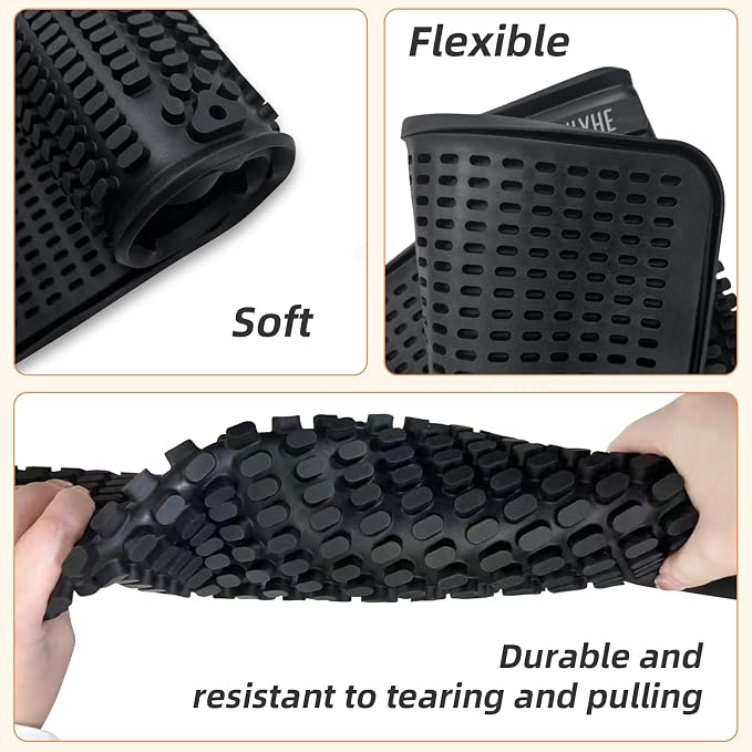 Dog Food Mat, 26"x13" Silicone Dog Feeding Mat Waterproof Pet Feeding Mat with High Lips & Raised Texture Keeps Paws Dry, Non-Slip Easy to Clean, Prevent Spill Protect Floors, Black