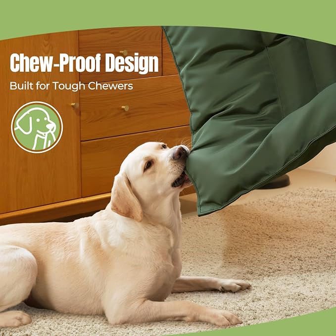 Chew Proof Indestructible Dog Bed - Durable Dog Bed for Aggressive Chewers, Machine Washable & Waterproof Indoor Outdoor Crate Pad, Tough Kennel Pad for Large Dogs (Large (28"x41"),Green)