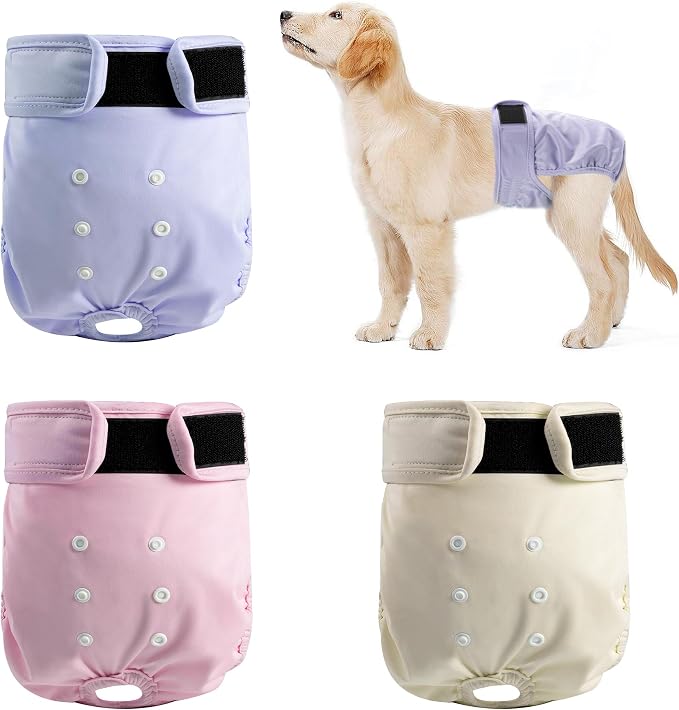 3 Pack Washable Female Dog Diapers,Reusable Diaper for Doggie,Highly Absorbent Dog Diaper,Adjustable Leakproof Puppy Diapers Skirt for Heat,Incontinence,Period Doggy Nappies XL
