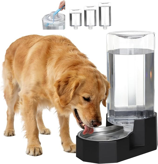Sfozstra 9L Gravity Dog Water Dispenser Stainless Steel – Easy Clean | No Power Needed, for Medium/Large Dogs & Multi-Pet Homes, for Garage Garden Patio, Leak-Proof