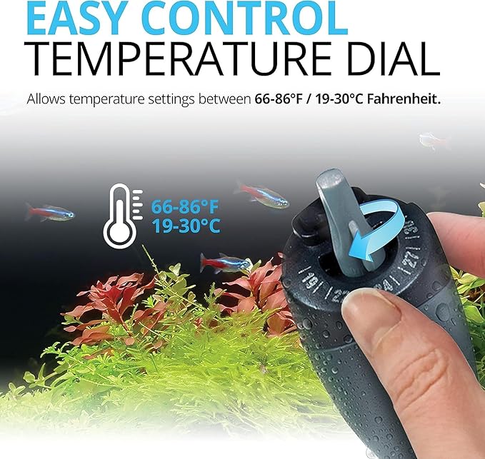 Fluval M 200-Watt Submersible Aquarium Heater – High-Performance, Compact Heating with Mirror Technology for Fresh & Saltwater Tanks
