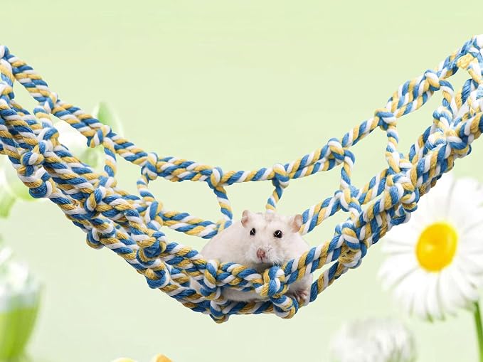 Colorful Bird Rope Net, Rat Climbing Ladder Bridge Toy, Hanging Pet Hammock, Cage Accessories for Small Animals Hamster Parakeets Cockatiels Guinea Pig Chinchilla Ferret - 45 × 7.5 Inch