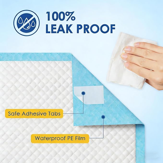 JollyMate 30"x36" Dog Pee Pads Extra Large, 50 Pack XX-Large Super Absorbent Pet Pee Pads with Adhesive Tabs, 6 Layers Thick Leak-Proof Potty Pads for Dogs and Puppies