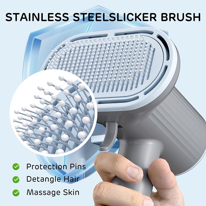 iPettie Breeze B540S Dog Grooming Hair Dryer with Slicker Brush, 2-in-1 Drying & Brushing Tool, Adjustable Temperature & Speed, Portable, Overheat Protection, Dog Blow Dryer for Dogs and Cats, Gray
