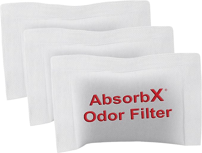 iTouchless Official AbsorbX 3-Pack Trash Can Odor Filters, Activated All Natural Charcoal Odor Absorber Deodorizer Stops Garbage Smells Air Freshener for 8 Gal and Larger Garbage Bins with Compartment