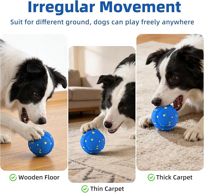 Interactive Dog Toys Dog Ball for Aggressive Chewers, Dog Chew Toys, Dog Enrichment Toys, Automatic Moving, Bouncing, Rotating, Type-C Rechargeable, Large, Medium, and Small Dogs