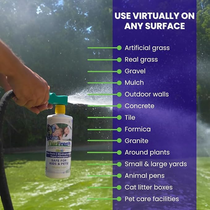 TurFresh BioX Artificial Turf Odor Eliminator – Yard Deodorizer for Dog Urine & Feces – Natural Concentrate Outdoor Cleaner – Safe for Kids & Pets – 1 Gallon Lemon Scent
