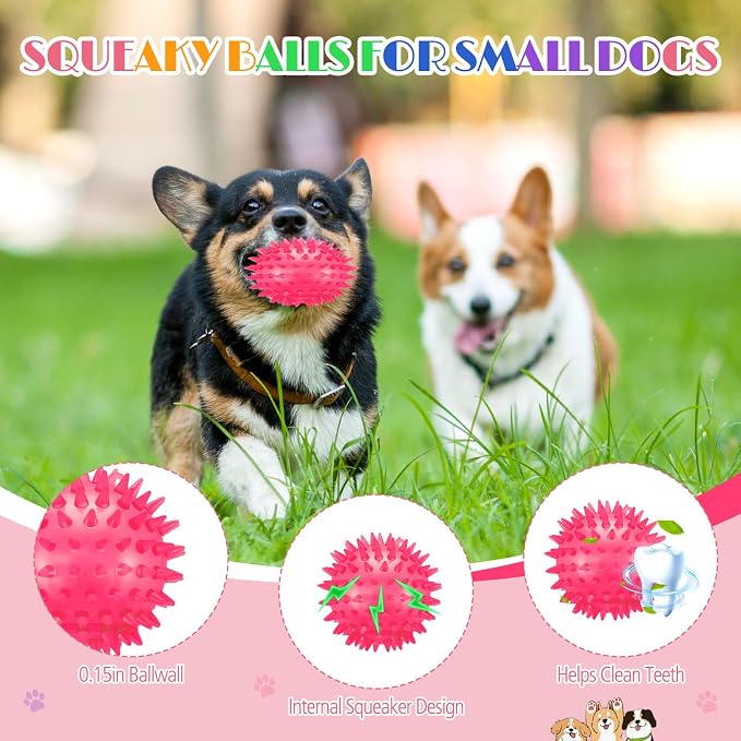 12 Pcs 2.56" Light up Squeaky Dog Balls LED Spiky Dog Toys Ball Durable Interactive Glow Fetch Balls Puppy Chew Toys for Small Medium Pet Clean Teeth