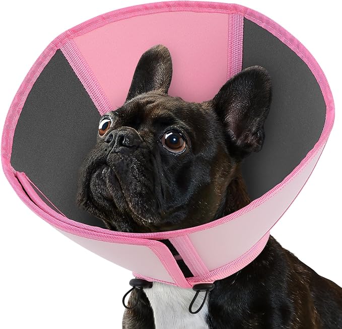 Queenmore Dog Cone Collar, Dog Cones for Small Dogs, Soft Cone for Small Dogs, Waterproof Pet Cones After Surgery to Stop Licking, Easy Clean Recovery Collar for Wound Healing (Light Pink,S)
