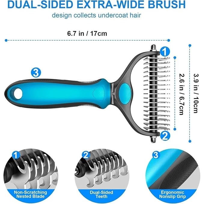 2 In 1 Pet Hair Removal Brush, Dog And Cat Comb Grooming Hair Removal Supplies, Comfortable Massage Style Hair Removal Comb Accessories(Pink)