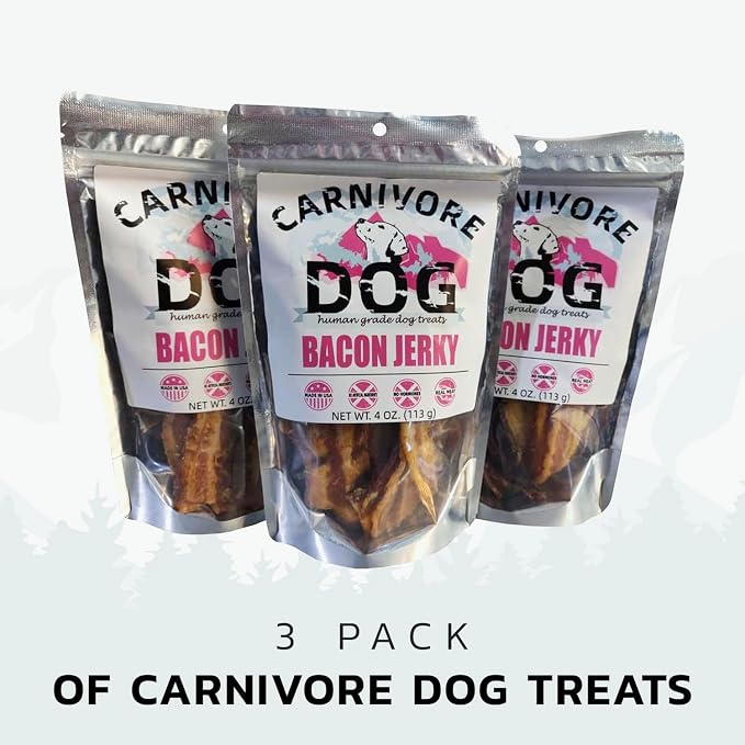 Carnivore Dog Dog Treats Human Graded Dog Treat. All Natural Ingredients (Bacon Jerky)