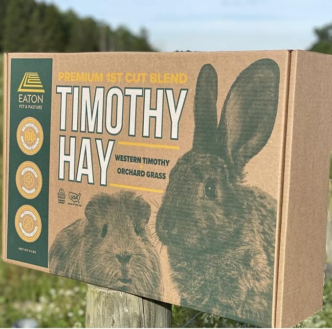 Eaton Pet and Pasture Naturally Grown, Premium, 1st Cut Blend, Western Timothy Hay Orchard Blend, Small Animal Food, Sustainable, Eco-Friendly, Farmer-Owned, 6LB-Box. (Pack of 2)