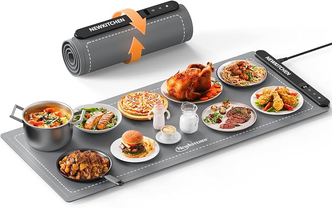 NEWKITCHEN Warming Mat for Food, (XXL 36"x16") Food Warming Mat for Countertop 6 Temp & 6 Hour Settings Upgrade Graphene Fast Full Surface Heating -Versatile Food Warmer for Gatherings, Parties