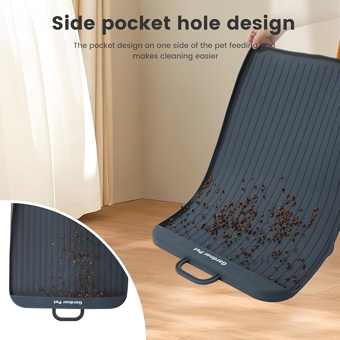 Gardner Pet Silicone Dog Food Water Mat for Floors Waterproof Anti-Slip Dog Bowl Large Mats for Food and Water to Prevent Spills for Dogs, Cats.