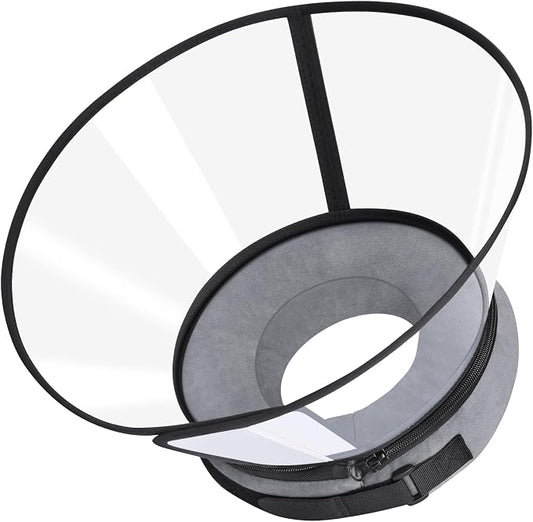 Sponge Core Dog Cone, Inflatable Dog Cone Collar Alternative, Dogs Donut Collar After Surgery, Soft Cone for Large Medium Small Dogs to Stop Licking, No Inflation Required, Clear View(Size 6, Gray)