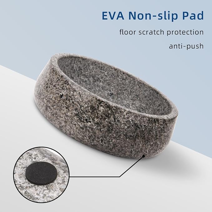 Granite Dog Bowl, Natural Stone Weighted Spill Proof Pet Food Water Container, Non-Slip Easy to Clean, Small Size for Small and Medium Dogs