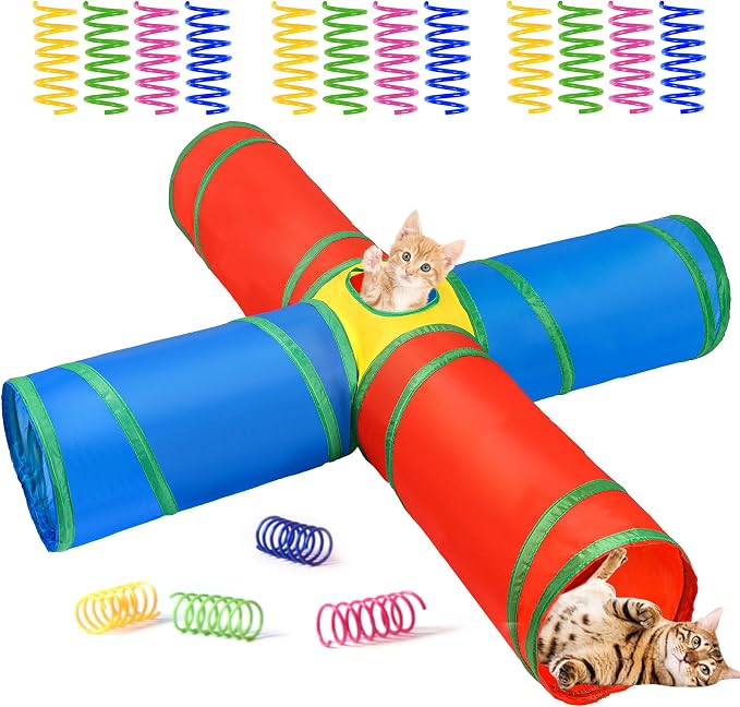 24PCS Cat Wand, Cat Tunnel & Cat Spring Toy Set for Indoor Cats