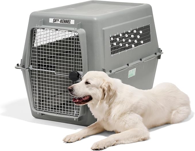 Petmate Sky Kennel IATA Airline Compliant Plastic Dog Crate For Air and Land Travel, Giant 48" L For Pets 90-125 lbs, Heavy Duty Dog Kennel, Made in the USA