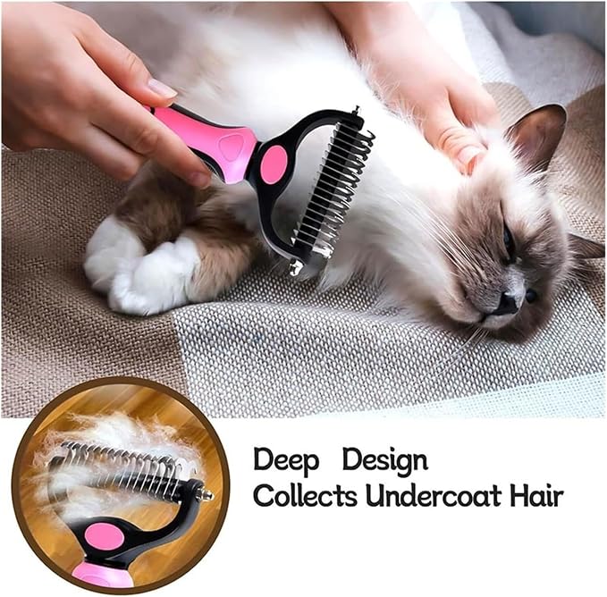 Pet Deshedding Brush & Cat Comb – Tool for Dogs & Cats, for All Coats(Blue)