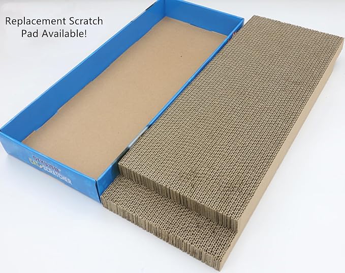 SHENGOCASE Wooden Jumbo 26.4" x 11.8" Extra Large Bus Shaped Cat Scratcher House for Maine Coon, Cardboard Cat House with Scratching Pad