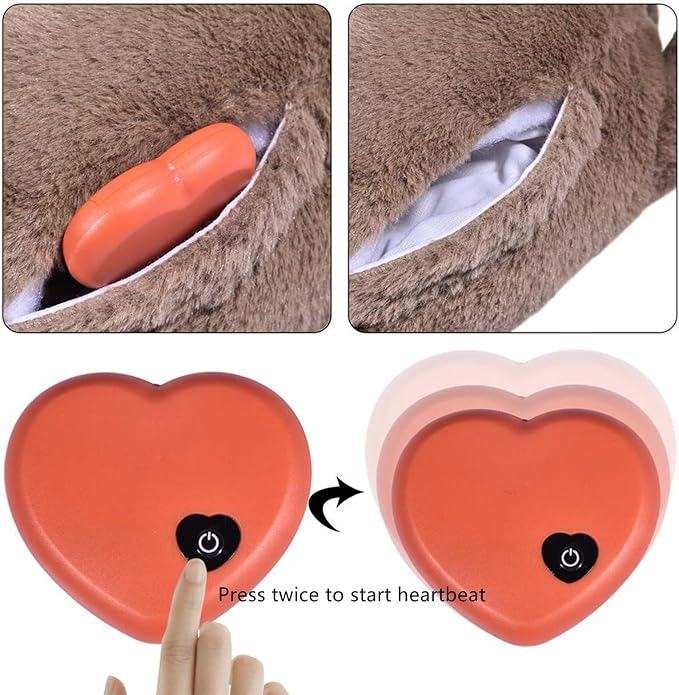 3T GROUP Puppy Heartbeat Toy Sleep Aid for Dog Heartbeat Toy for Puppy Essentials Stuffed Animal Anxiety Relief Plush Pillow Calming Aid Toys(Coffee)