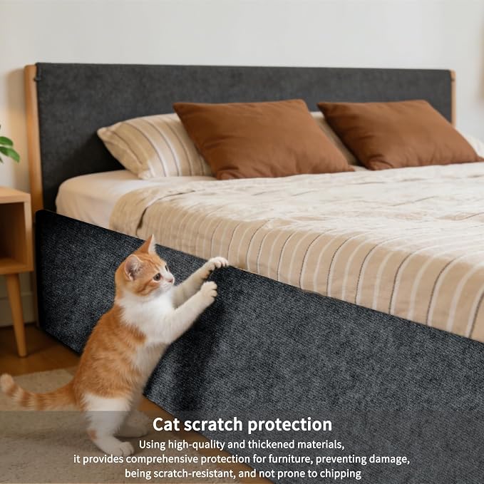 2 Pcs Dark Grey Cat Scratch Mat, 78.7"x15.8" Self-Adhesive Cat Carpet, Trimmable DIY Cat Scratch Pad for Furniture, Couch Protector from Cats, Sofa Protector for Cats, Wall, Cat Tree Replacement Post