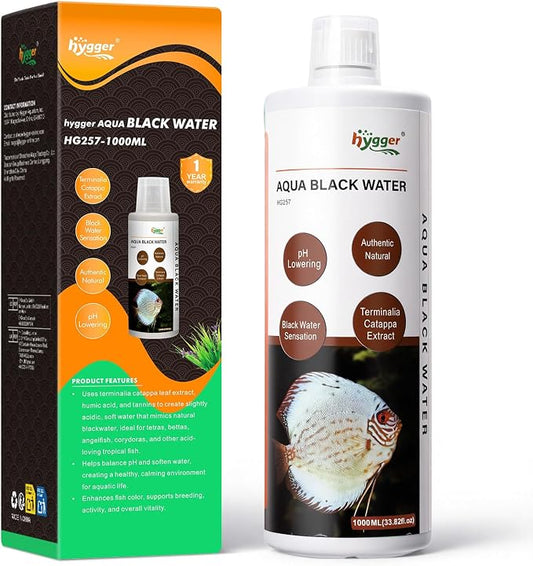 hygger Blackwater Aquarium Conditioner with Natural Olive Leaf Extract, Humic & Tannins, Regulate pH Value Soften Water Create Tropical Biotope Black Water Environment for Freshwater Aquarium (1000ML)