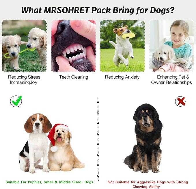 MRSOHRET 20Pcs Puppy Chew Toys for Teething, Dog Chew Toys with Rope Toys, Pet Dog Toothbrush, Treat Balls, Plush Toys and Squeaky Toy for Small Medium Dogs with Basket (20 Pack Elephant)