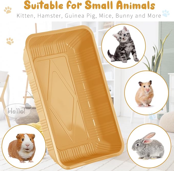 Tessco for you 30 Pack Disposable Cat Litter Boxes, Plastic Leakproof Litter Trays for Cats, Disposable Travel or Temporary Litters Pan for Kittens and Small Pets, 16.7 x 10.5 x 3.4 Inch(Light Brown)