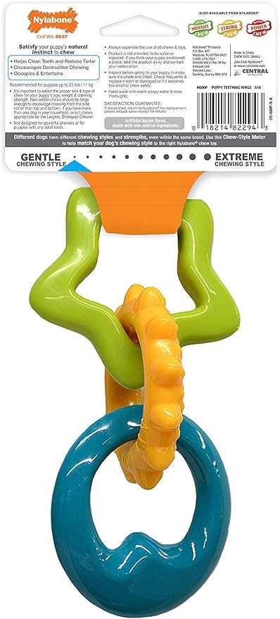(3 Pack) Nylabone Just For Puppies Triple Teething Ring Chew Toy
