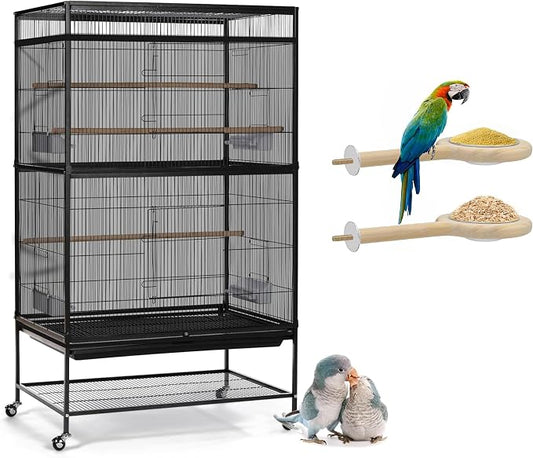ASOCEA Large Bird Cage Seed Cather and 2 Pack Bird Perch Feeding Cup