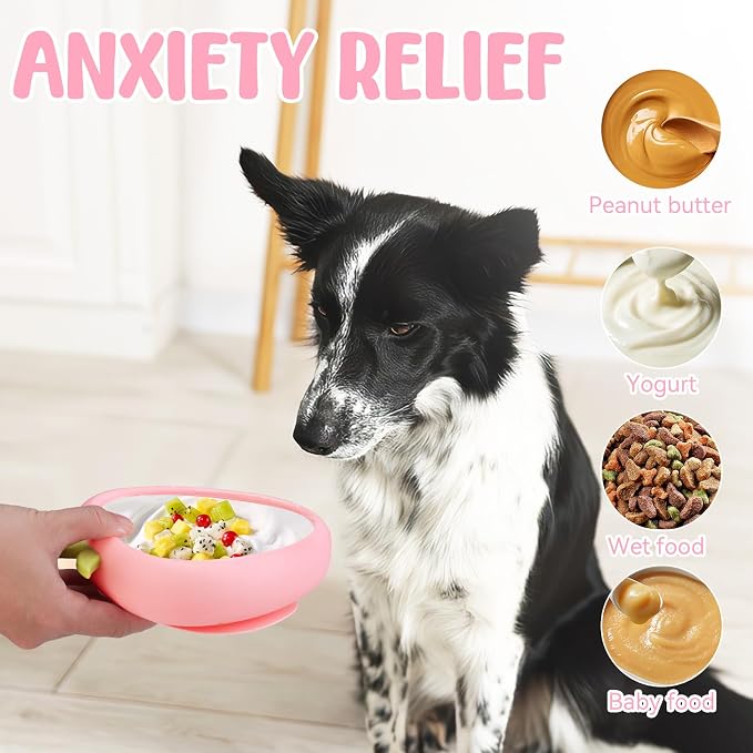 Freeze Dog Lick Bowl, Animire Non-Slip Slow Feeder Lick Mat for Dogs, Silicone Dog Enrichment Bowl for Distraction Anxiety Relief Boredom, BPA Free, Dishwasher Safe(Pink,L)