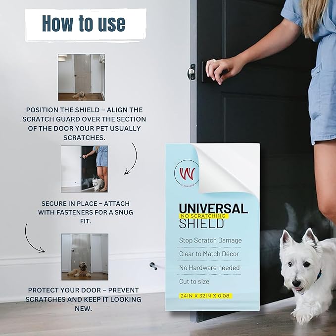 CLAWGUARD Plexiglass Universal Scratch Shield – 32x24 in. Clear Door Scratch Protector Dog & Cat – Wall, Door & Furniture Cat Scratch Protectors