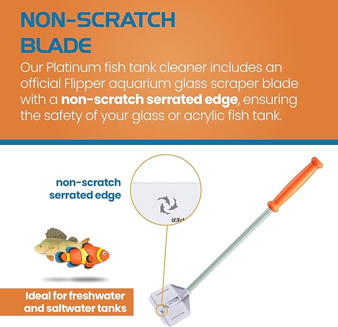 FL!PPER Platinum Aquarium Hand Scraper for Glass and Acrylic Tanks - 18"