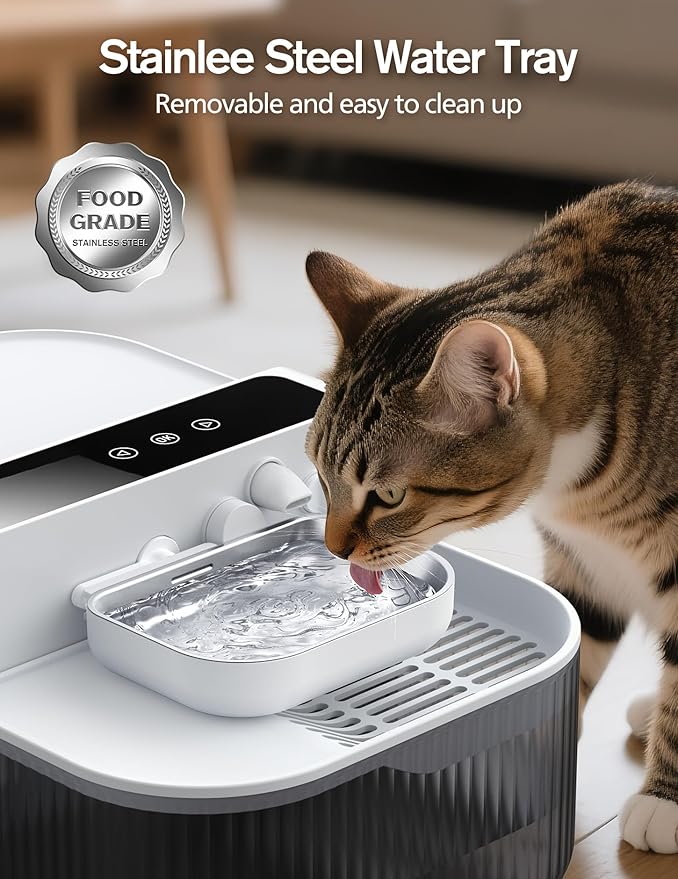 Wireless Cat Water Fountain with No Filters, 180-Day Battery & Precision Flow Control,3.5L Smart Pet Water Dispenser with Wastewater Separation & Custom Scheduling for Cats & Dogs, White