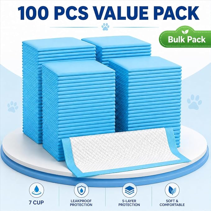Gimars 100 Count XL Puppy Pads 28" x 34", Extra Large Dog Pee Pads, Absorbent Quick-Dry Puppy Training Pads, Disposable Potty Training Pads and Wee Wee Pads for Dogs and Puppies