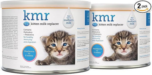 PetAg KMR Kitten Milk Replacer Powder - 6 oz, Pack of 2 - Powdered Kitten Formula with Prebiotics, Probiotics & Vitamins for Kittens Newborn to Six Weeks Old - Easy to Digest