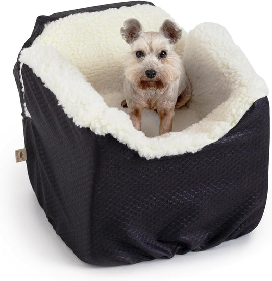 Snoozer Lookout I Car Seat - Dog Car Seats for Small Dogs, Puppy Booster Bed for Small Sized Pets up to 18 Lbs, Elevated, Washable - Size S, Black Diamond