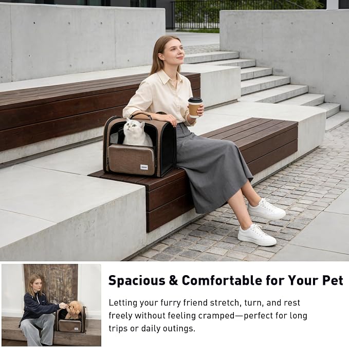ETIAL Expandable Pet Carrier Backpack for Cats & Small Dogs, 30% Extra Large Space (Up to 20lbs), Airline Approved, Breathable Mesh, Foldable Travel Bag with Shoulder Strap & Luggage Sleeve