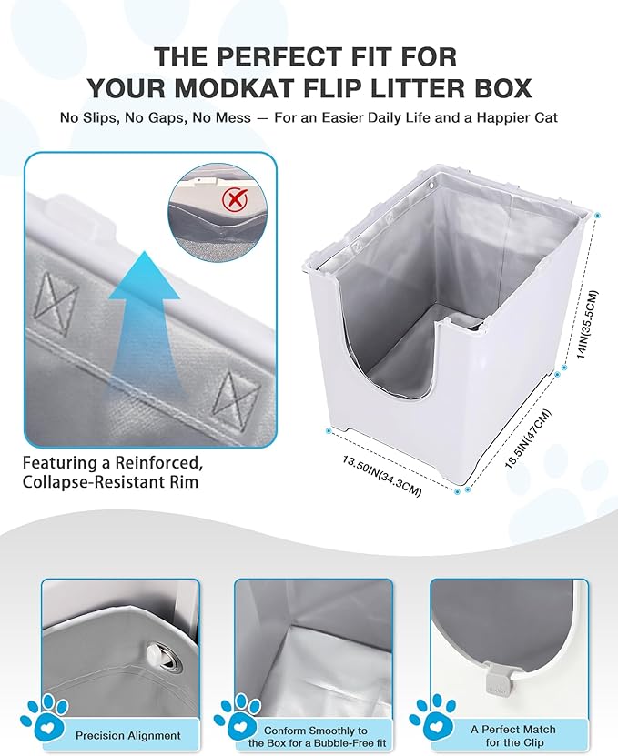 4 Pack Litter Box Liners F Compatible with Modkat Litter Box, Reusable Litter Liners for Modkat Cat Litter Box Type-F with Heavy-Duty Carrying Handles