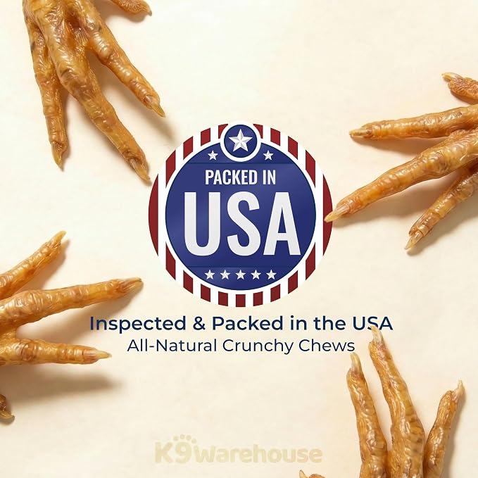K9warehouse Chicken Feet Dog Treats - 30 Count - Natural Dehydrated Chicken Feet for Dogs - Nutrient-Rich Dog Chicken Feet - Tasty Chicken Foot Chews for Canines - Ideal for Training & Dental Health
