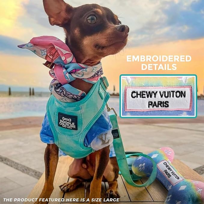 Haute Diggity Dog Chewy Vuiton Bone Plush Squeaky Dog Toy, Soft Durable Designer-Inspired Stuffed Puppy Chew Toys for Small & Medium Dogs, Machine-Washable (Pink Ombre) Small