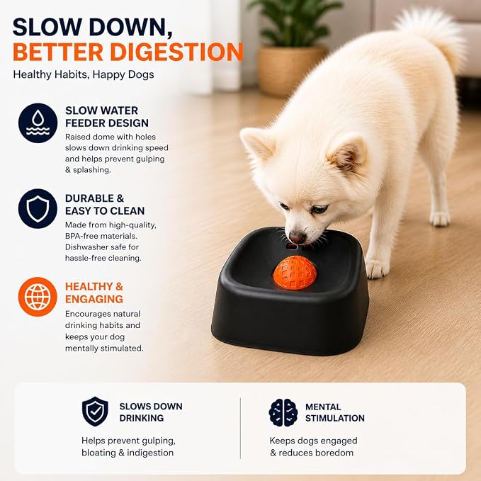 3-in-1 Slow Feeder Dog Bowl Set with Lick Mat, Treat Dispensing Ball, Puzzle Toy Feeder, Non Slip Pet Food Dish, Lick and Roll Feeding Solution, Anxiety Relief, Small Breed Feeding Kit