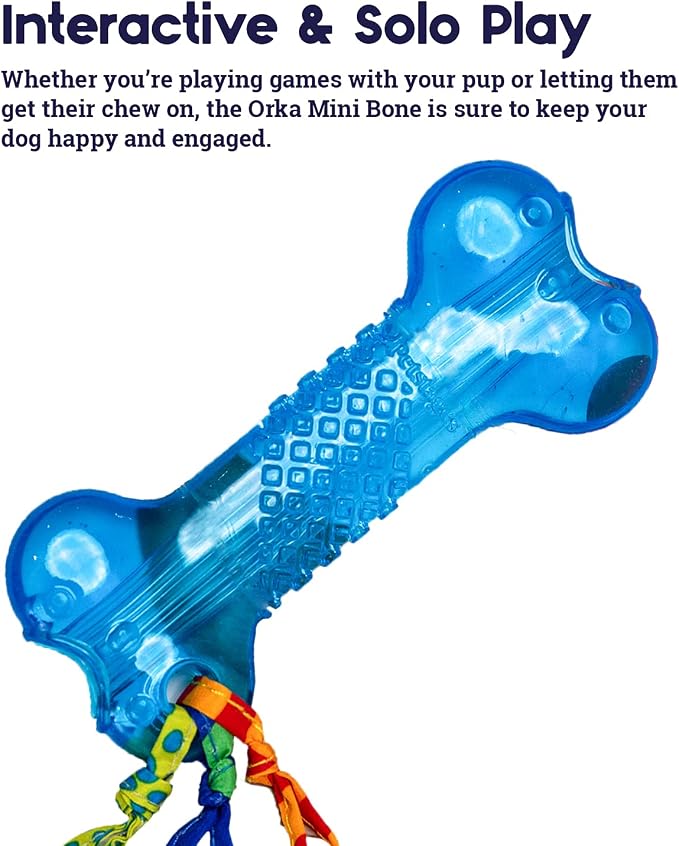 Bone Mini Dog Chew Toy & Treat Stuffer for Teething Puppies & Small Dogs up to 20 lbs, Bounces & Floats, Textured for Dental Support, Moderate Chewers, 5.5"