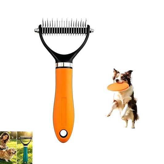 Dematting Comb for Dogs and Cats, 2026 New Rake Pet Brush for Effective Hair Removal, Deshedding Dog Brush Removing Tangles Knots for Thick Coats (1Pcs Orange)