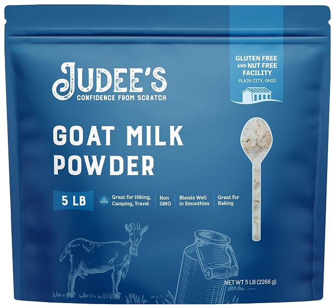 Judee’s Goat Milk Powder 5 lb - Blends Well in Smoothies and Great for Baking - Convenient for Travel, Hiking, and Camping - Non-GMO, Gluten-Free and Nut-Free