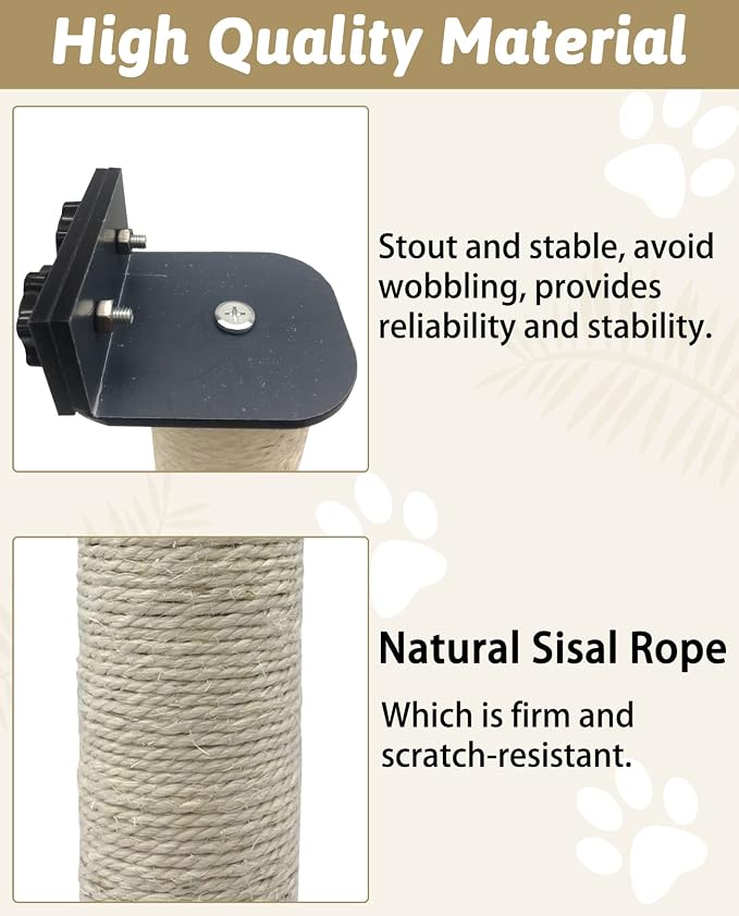 VCEPJH Cat Scratching Post for Crate Cage Mounted for Scratching and Cat Scratching Post Replacement for Indoor Cats Cat Scratch Post Refill Pole Parts Jute Rope Cat Furniture Protector